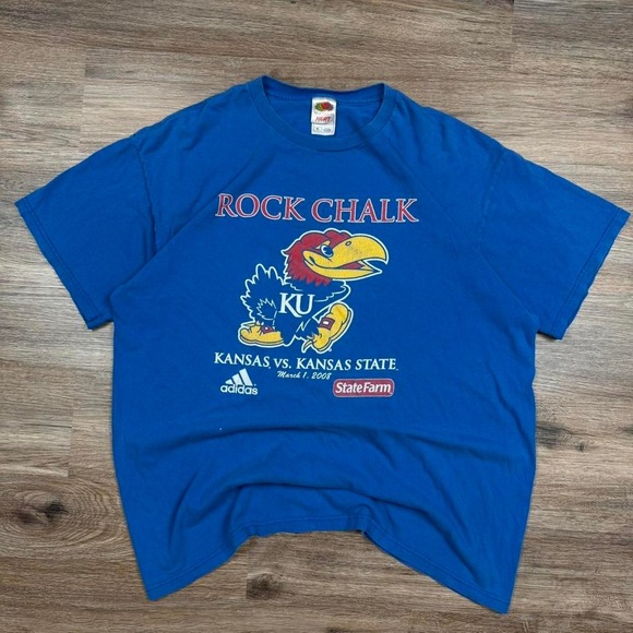 adidas Other - Vintage 2000s blue adidas ku rock chalk graphic tee